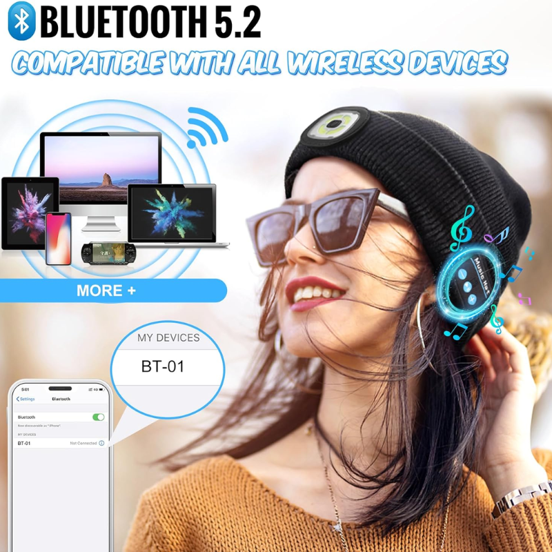 Bluetooth Beanie Hat with LED Light